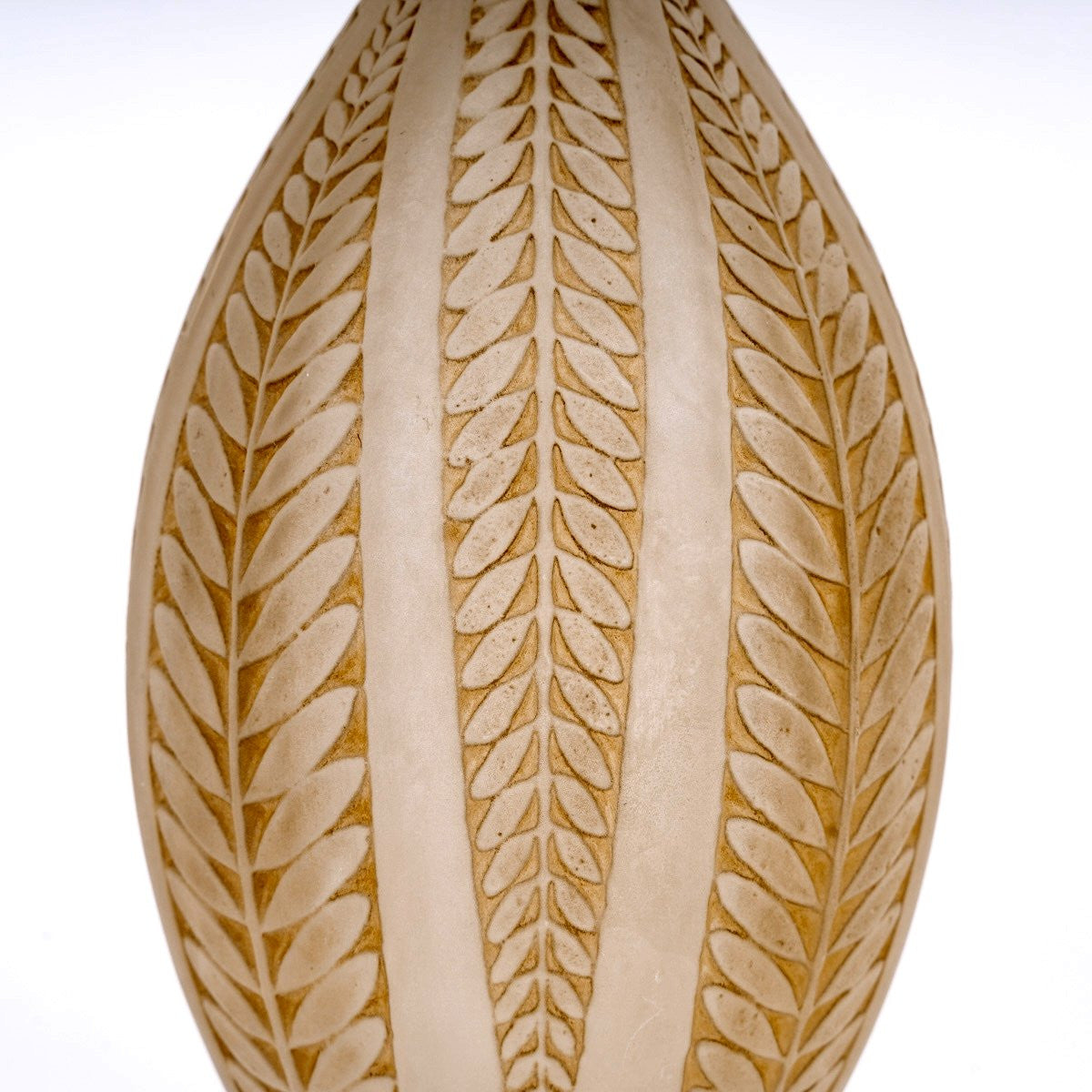 1921 René Lalique - Vase Acacia Verre Blanc Patiné Sépia