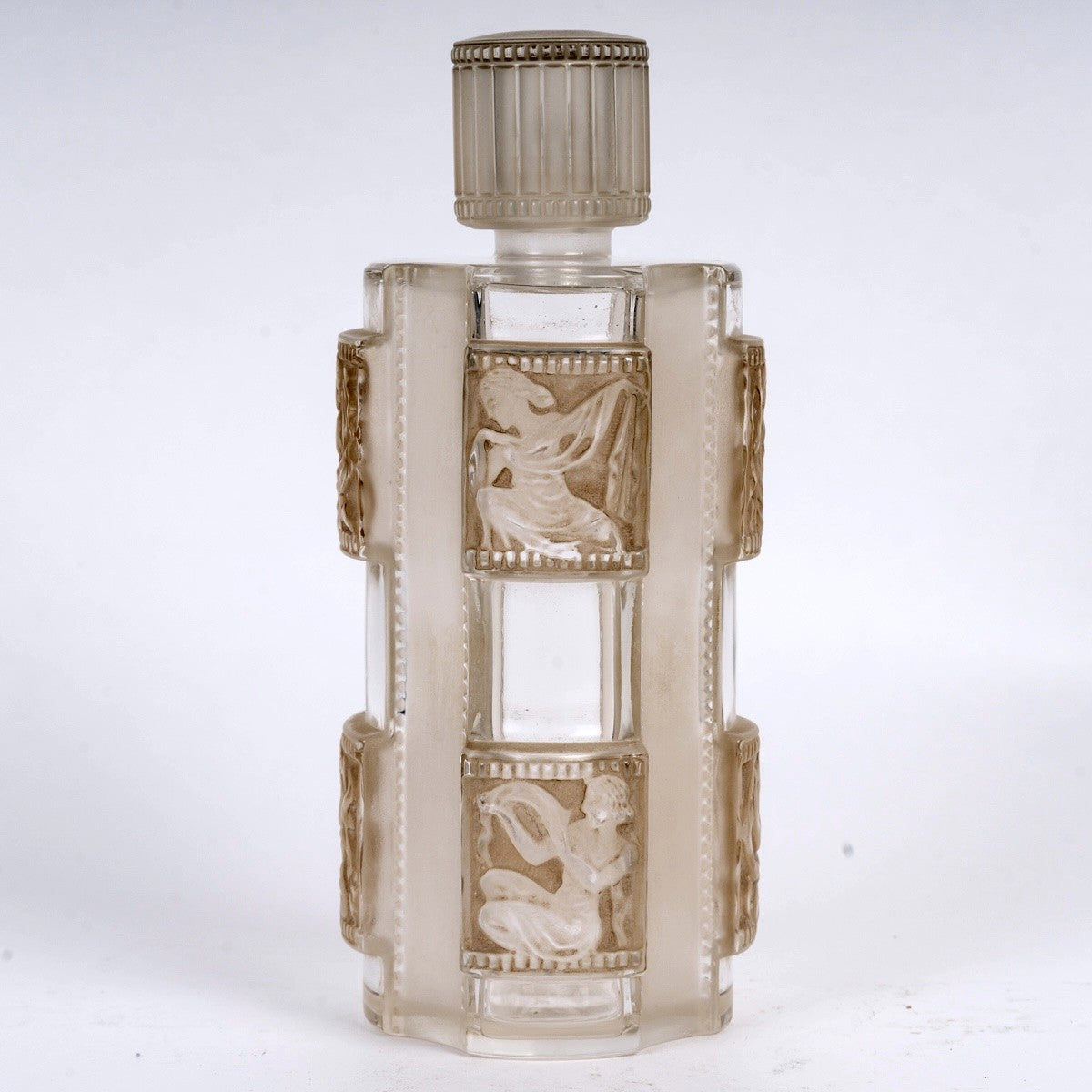 1942 René Lalique - Flacon Hélène Verre Blanc Patiné Sépia