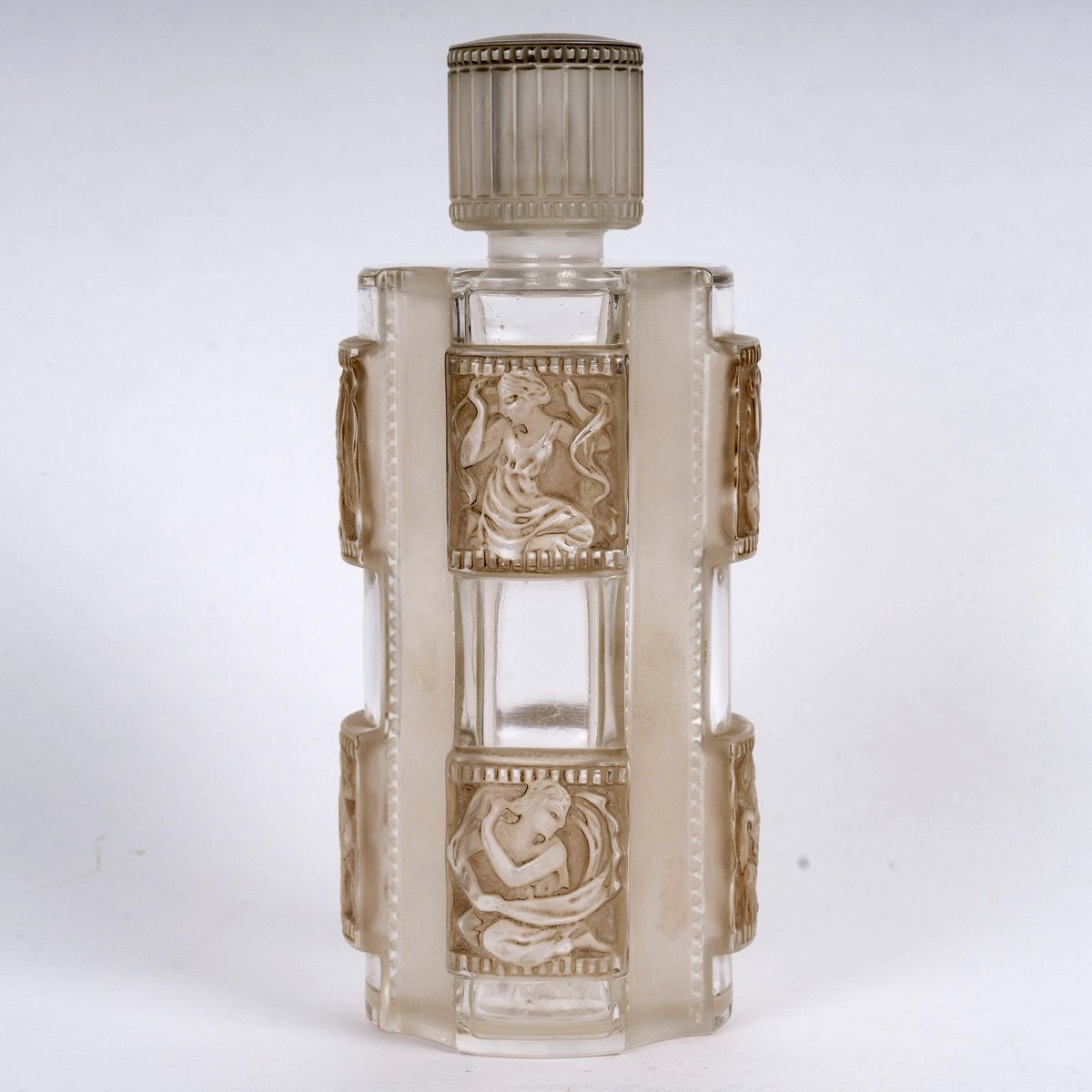 1942 René Lalique - Flacon Hélène Verre Blanc Patiné Sépia