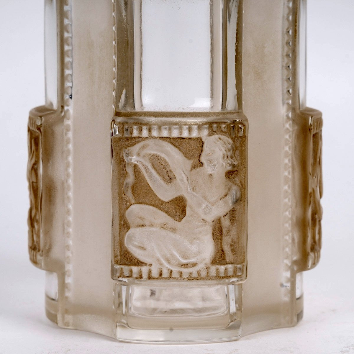 1942 René Lalique - Flacon Hélène Verre Blanc Patiné Sépia