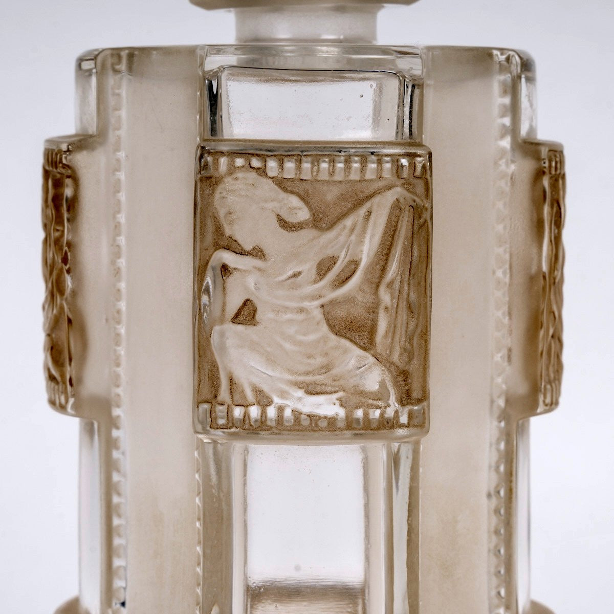 1942 René Lalique - Flacon Hélène Verre Blanc Patiné Sépia
