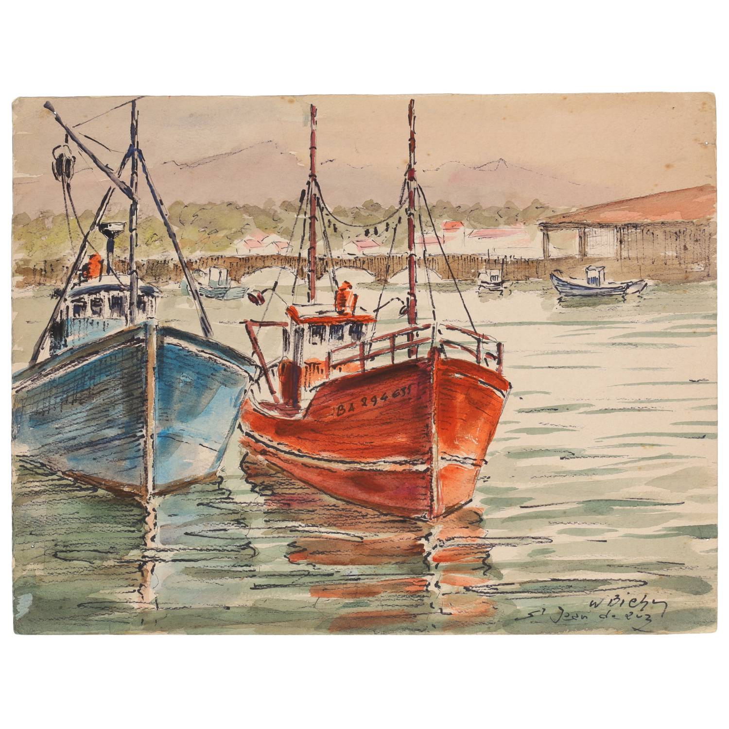 William Biehn (1911 - 1995) - "Port de Saint Jean de Luz"