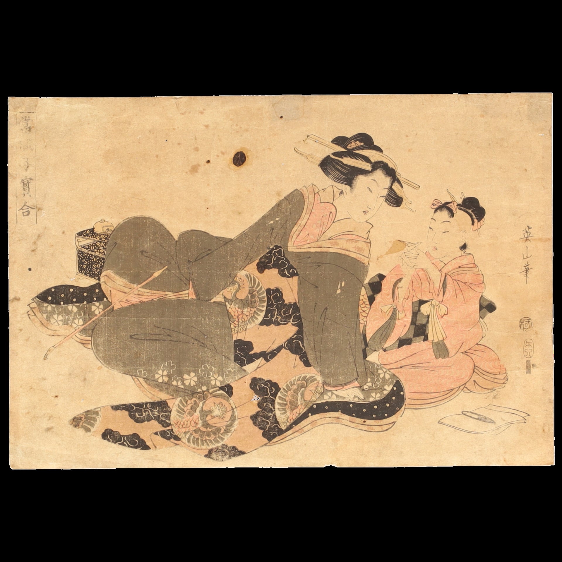 Deux estampes représentant des Geisha