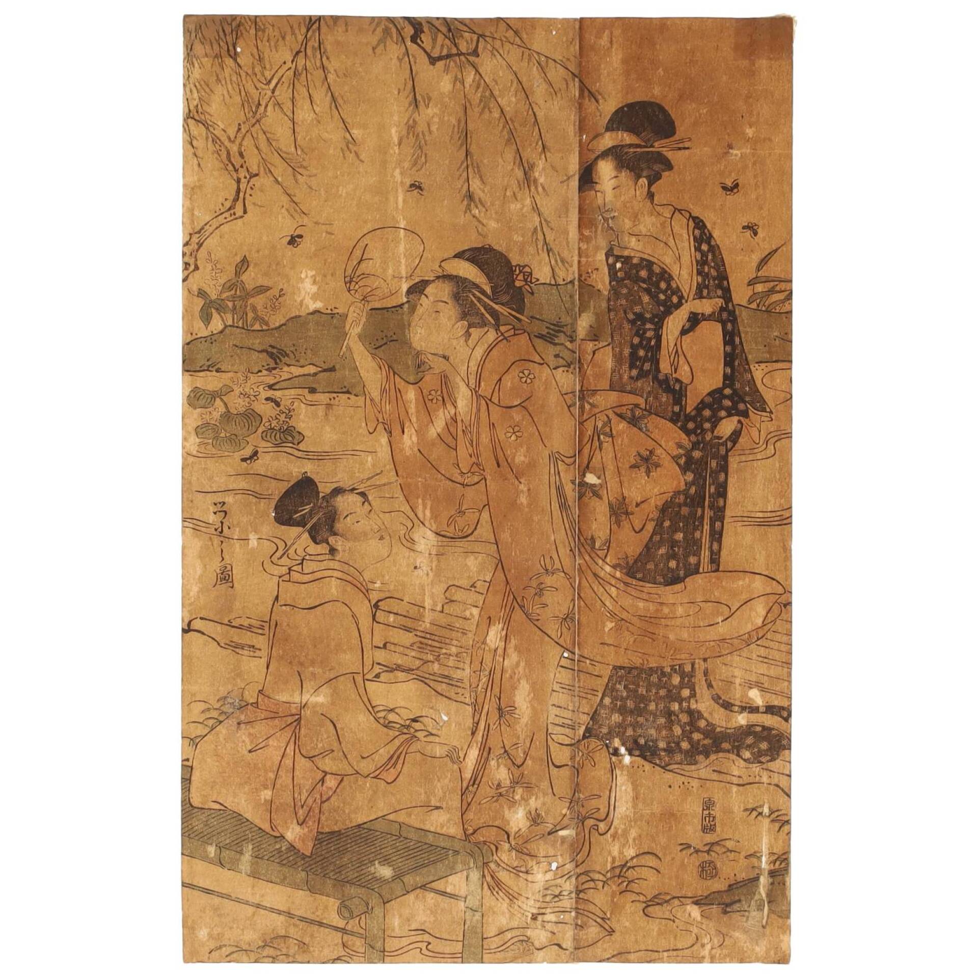 Deux estampes représentant des Geisha
