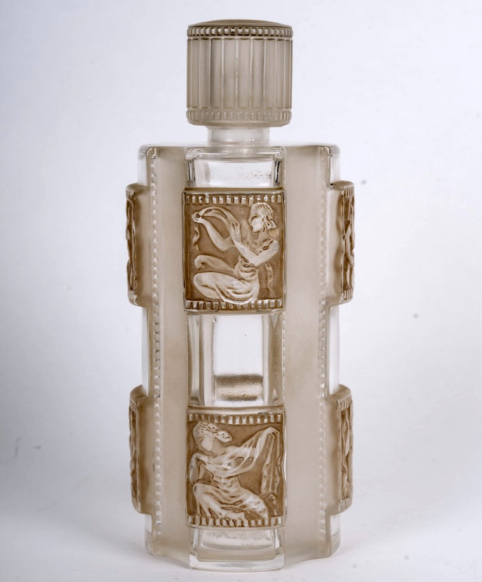 1942 René Lalique - Flacon Hélène Verre Blanc Patiné Sépia