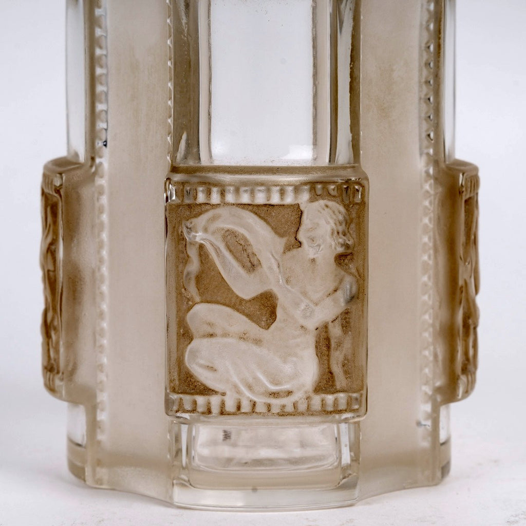 1942 René Lalique - Flacon Hélène Verre Blanc Patiné Sépia