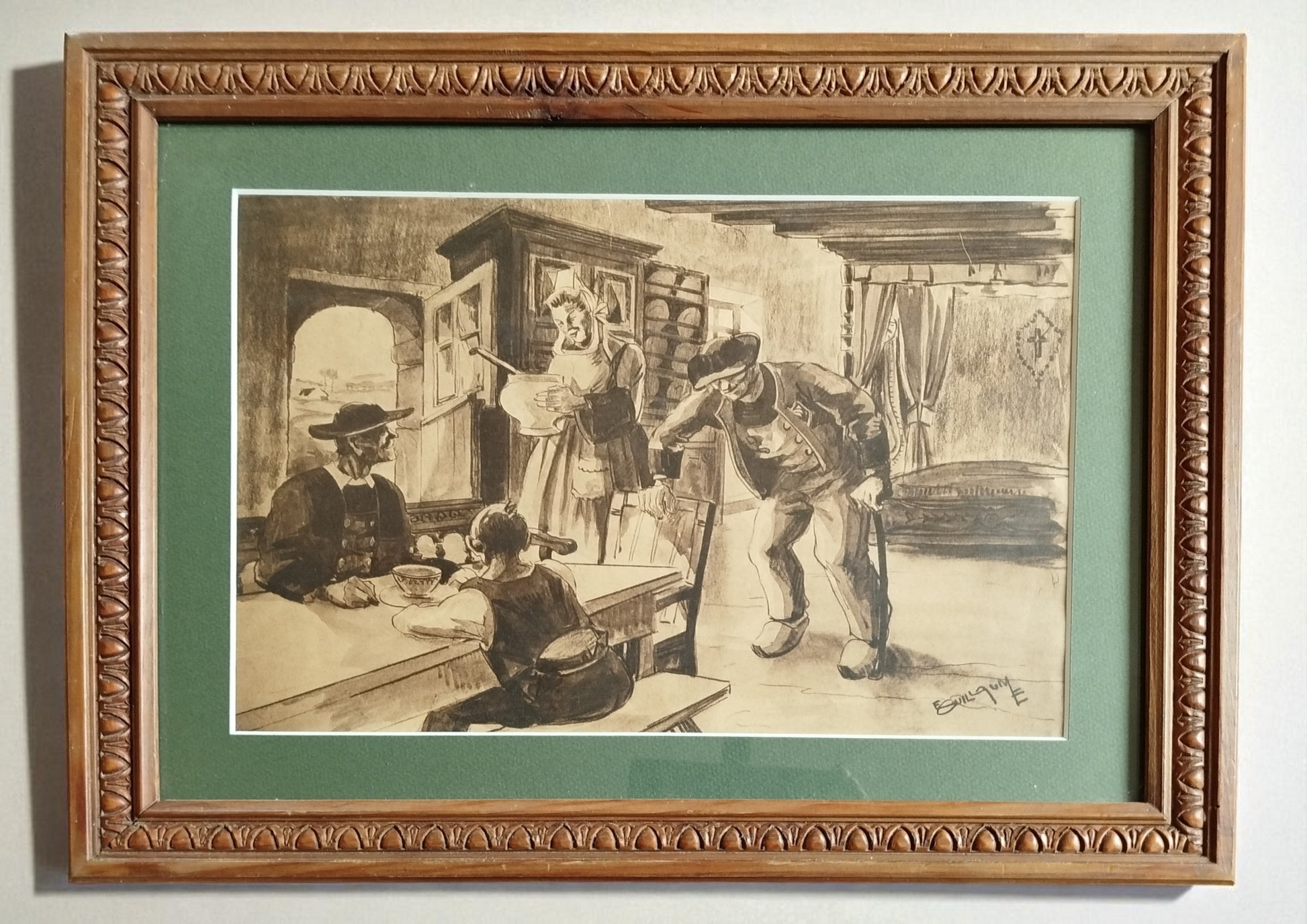 Emile Louis GUILLAUME (1900-1975) - Le repas (33 x 23 cm)